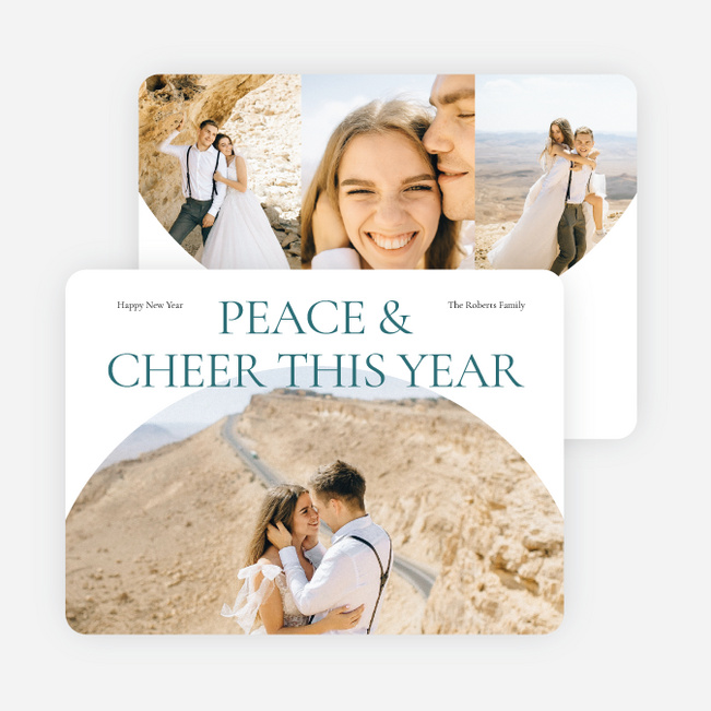 Peace & Cheer New Year Cards and Invitations - Blue