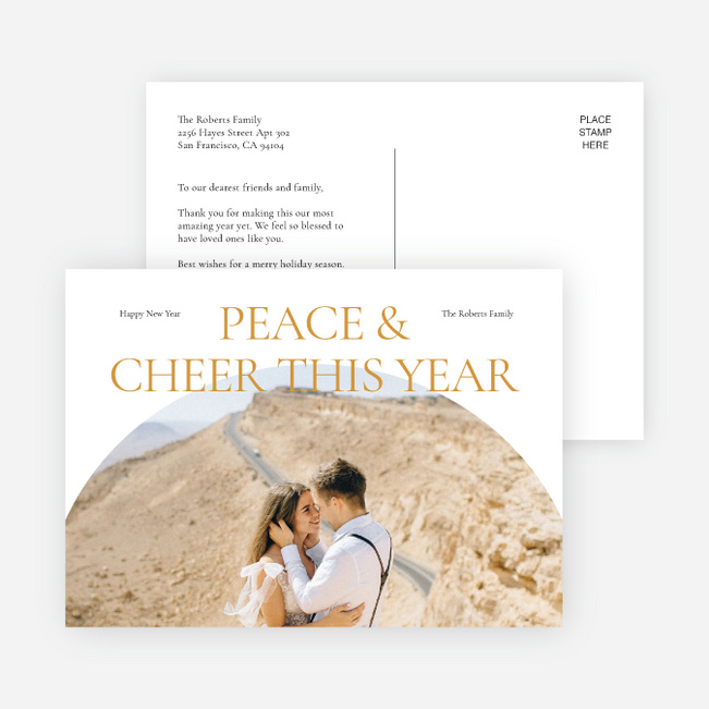 Peace & Cheer New Year Cards and Invitations - Yellow