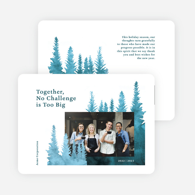 Together Trees Corporate Holiday Cards & Corporate Christmas Cards - Blue