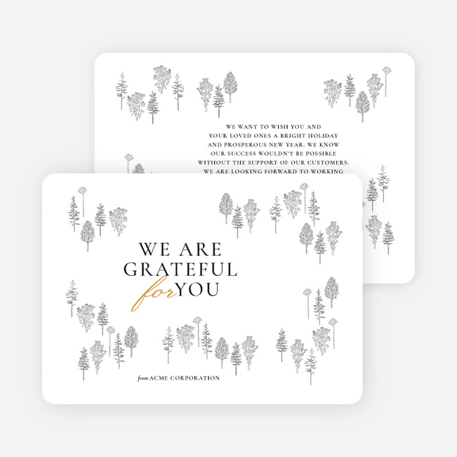 Grateful Forest Corporate Holiday Cards & Corporate Christmas Cards - White