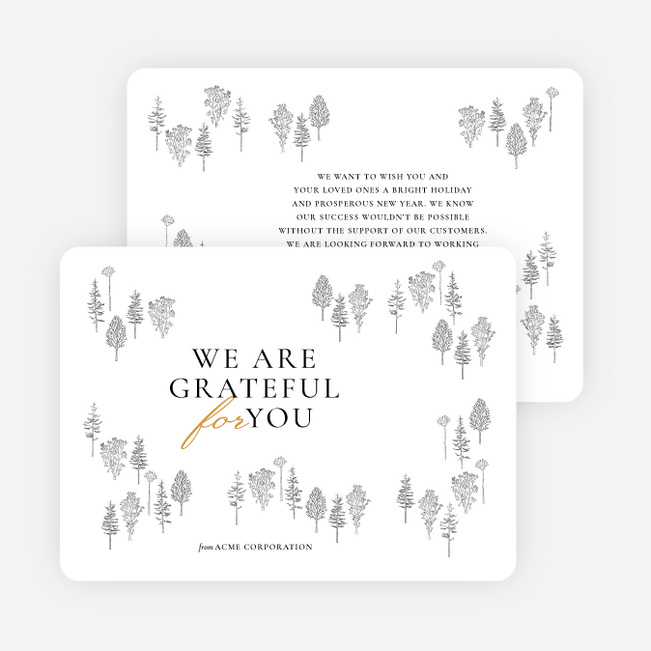 Grateful Forest Corporate Holiday Cards & Corporate Christmas Cards - White