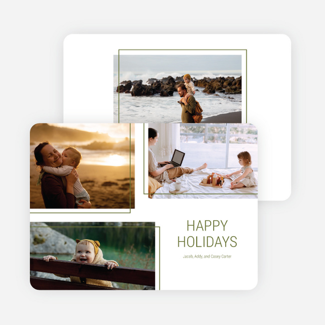 Simple Trio Holiday Cards and Invitations - Green