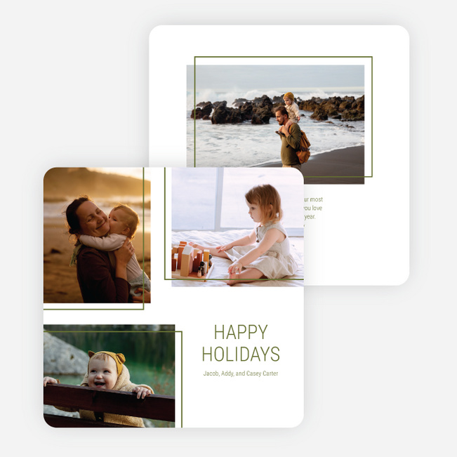 Simple Trio Holiday Cards and Invitations - Green