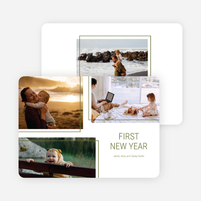 Simple Trio New Year Cards and Invitations - Green