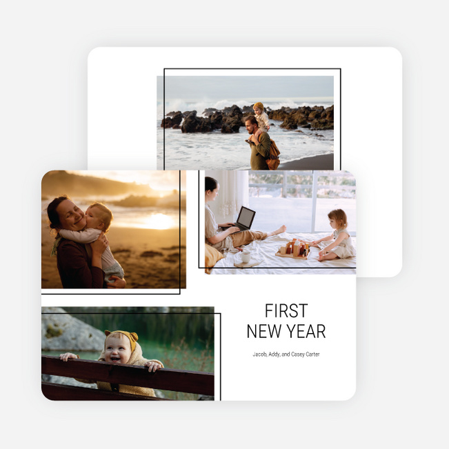 Simple Trio New Year Cards and Invitations - Black