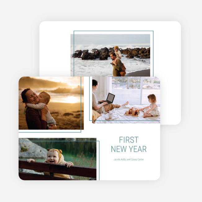 Simple Trio New Year Cards and Invitations - Blue