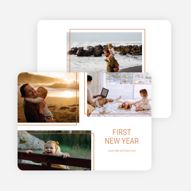 Simple Trio New Year Cards and Invitations - Orange