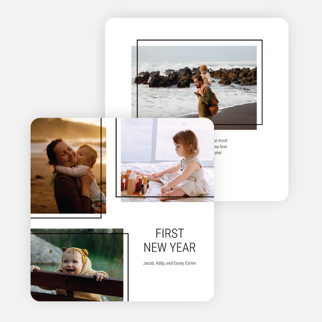 Simple Trio New Year Cards and Invitations - Black