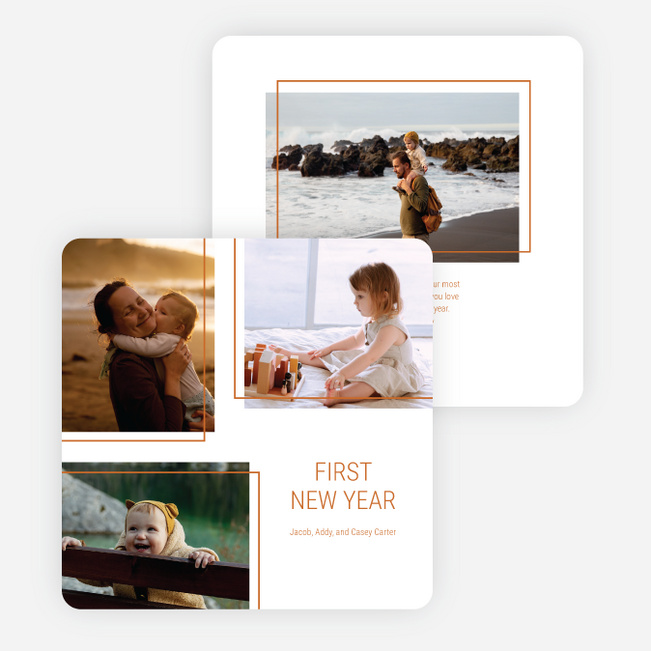 Simple Trio New Year Cards and Invitations - Orange
