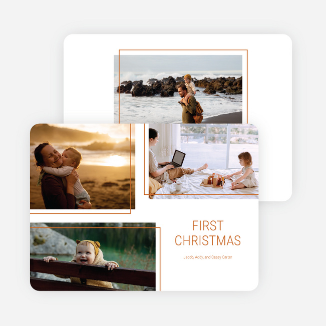 Simple Trio Personalized Christmas Cards - Orange