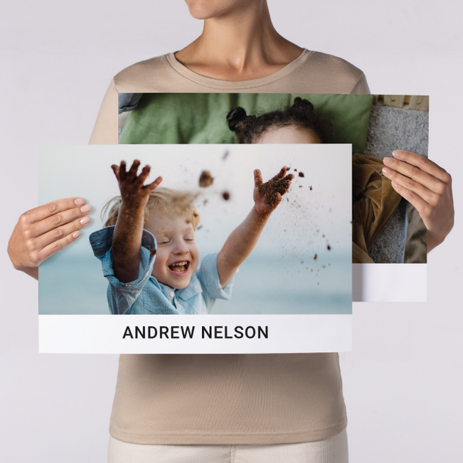 Photo + Name Sign - White