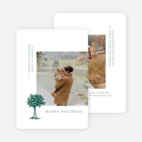 Watercolor Foliage Multi Photo Holiday Cards
