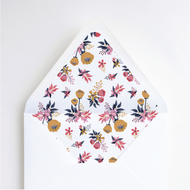 Organic Floral Wedding Envelope Liners - Pink