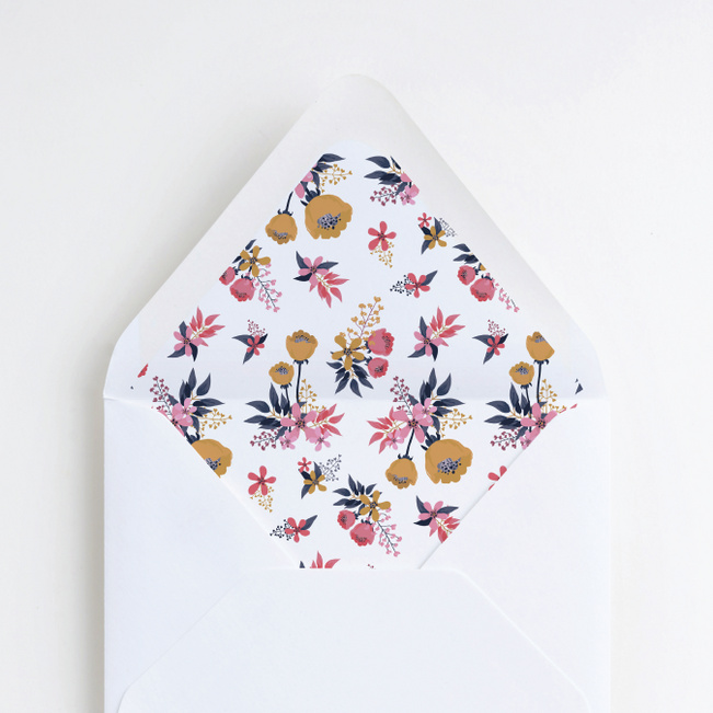 Organic Floral Wedding Envelope Liners - Pink