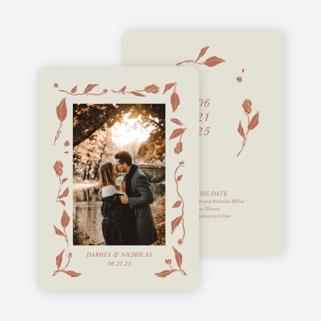 Stemming From Love Save the Date Cards - Orange