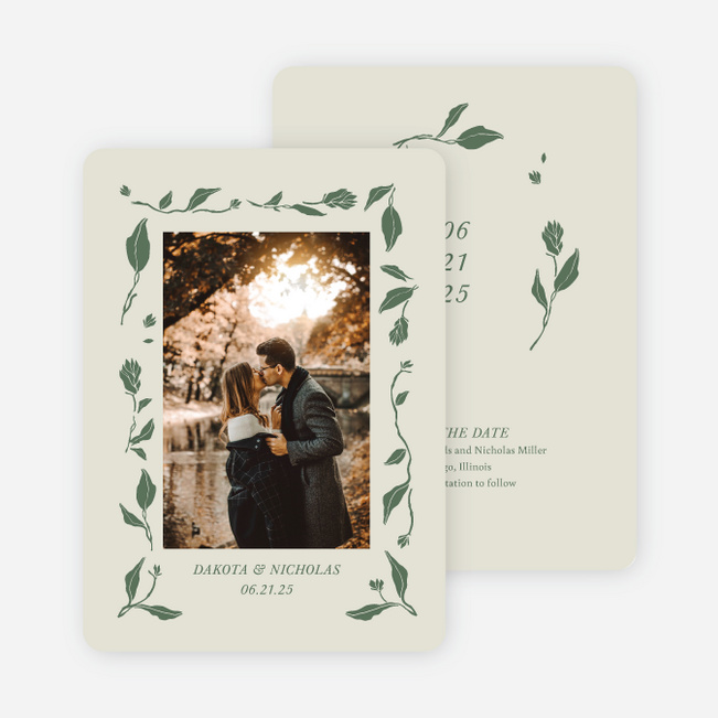Stemming From Love Save the Date Cards - Green