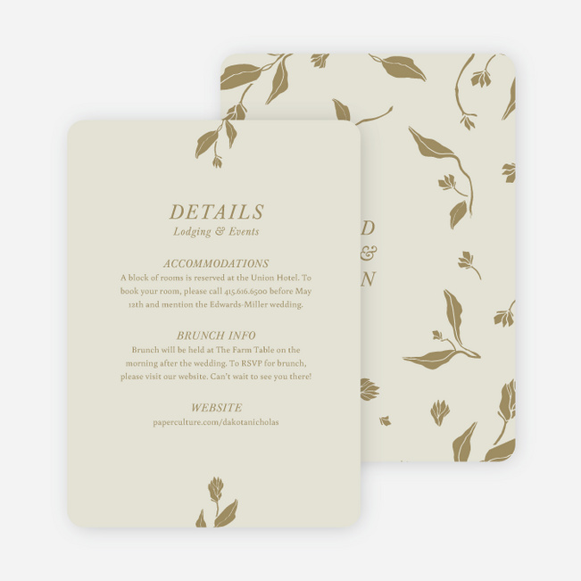 Stemming From Love Wedding Information Cards - Yellow