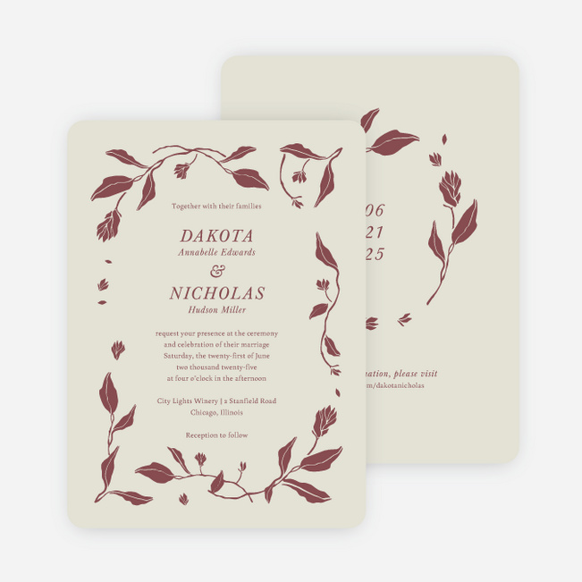 Stemming From Love Wedding Invitations - Red