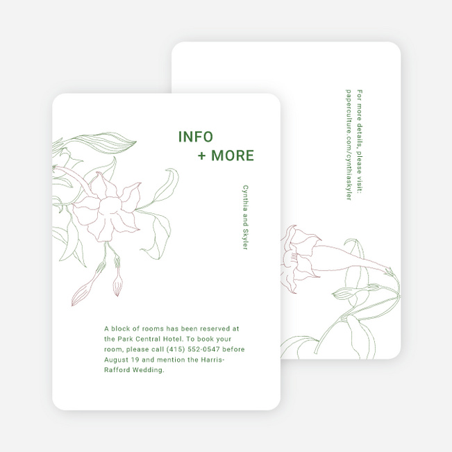 Stenciled Bloom Wedding Information Cards - White