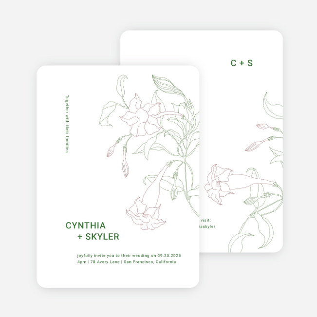 Stenciled Bloom Wedding Invitations - White