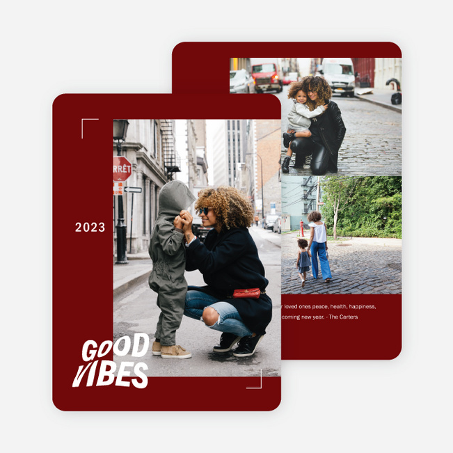 Good Vibes Only New Year Cards and Invitations - Red