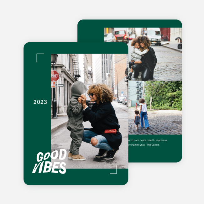 Good Vibes Only New Year Cards and Invitations - Green
