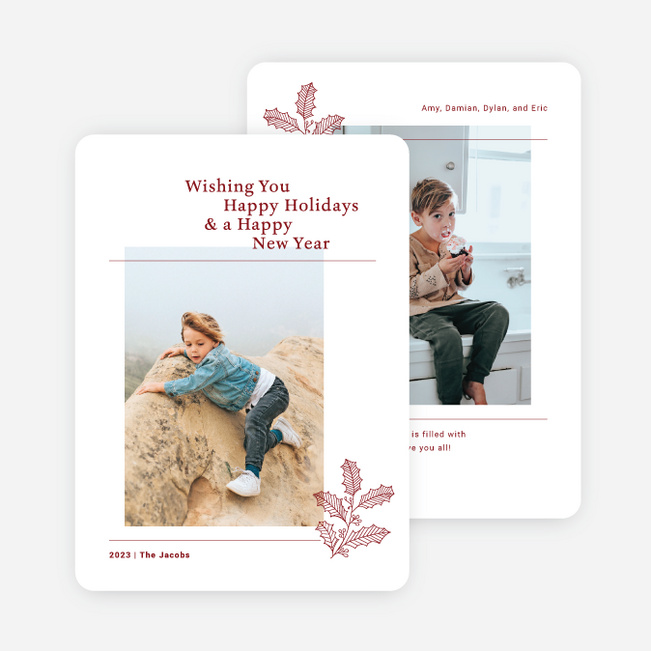 Best Wishes Branch Holiday Cards and Invitations - Red