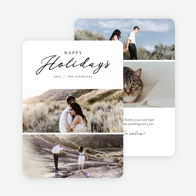 Elegant Blessings Holiday Cards and Invitations - White