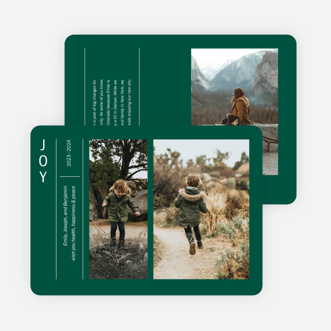 Elevated Type Multi Photo Holiday Cards - Green