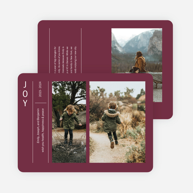 Elevated Type Multi Photo Holiday Cards - Red