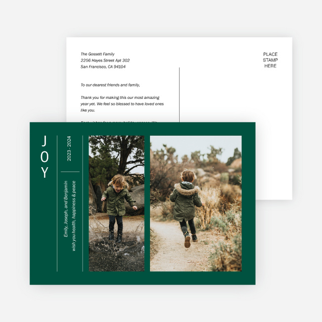 Elevated Type Multi Photo Holiday Cards - Green