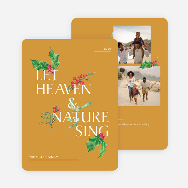 Festive Holly Christmas Cards - Yellow