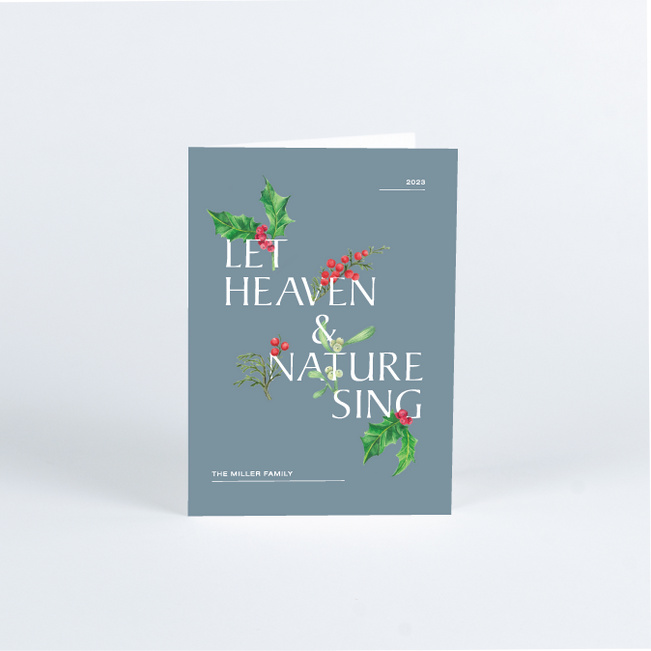 Festive Holly Christmas Cards - Gray