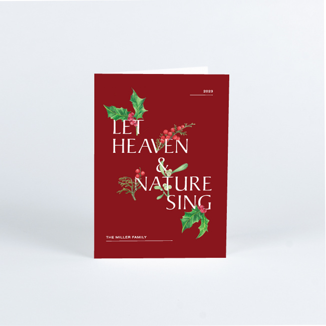Festive Holly Christmas Cards - Red