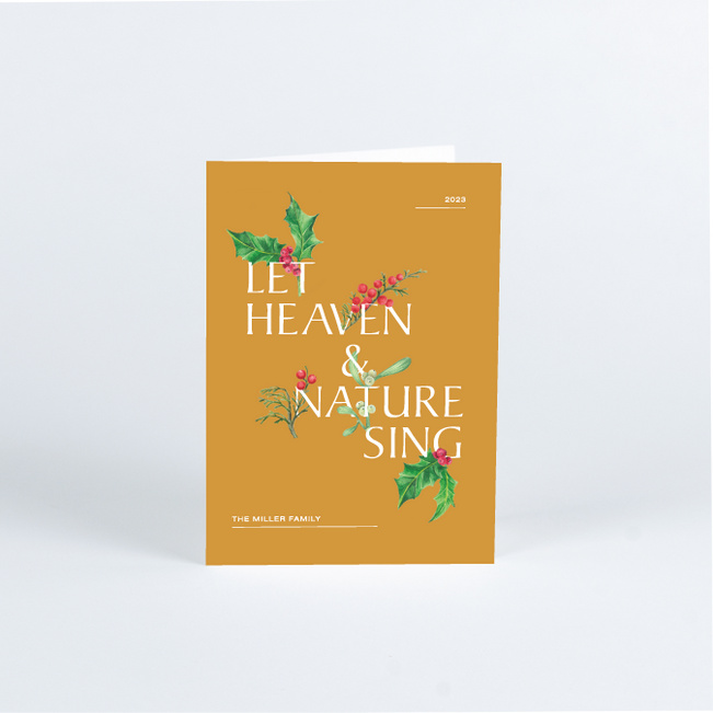 Festive Holly Christmas Cards - Yellow