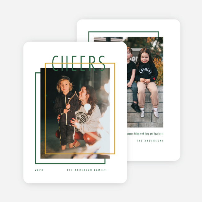 Layered Cheers Holiday Cards and Invitations - Green