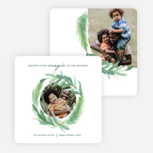 Magical Wreath Holiday Cards and Invitations - Green