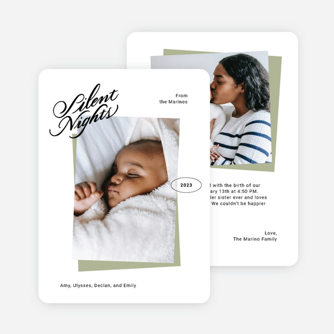 Minimalist Greetings Holiday Cards and Invitations - Green