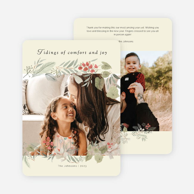 Naturally Framed Holiday Cards and Invitations - Beige