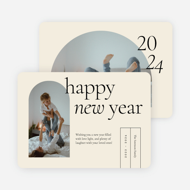 Over the Horizon New Year Cards and Invitations - Beige