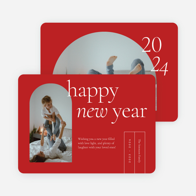 Over the Horizon New Year Cards and Invitations - Red