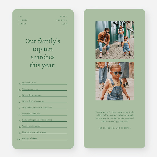 Quarantine Searches Multi Photo Holiday Cards - Green