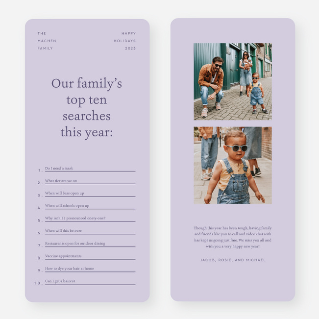 Quarantine Searches Multi Photo Holiday Cards - Purple