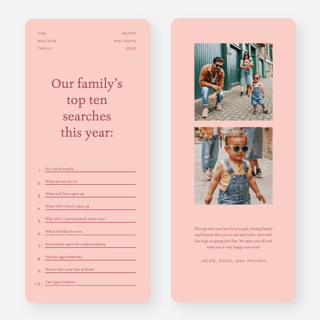 Quarantine Searches Multi Photo Holiday Cards - Red