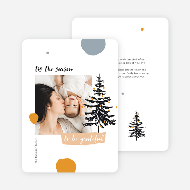 Season of Gratitude Personalized Christmas Cards - Orange