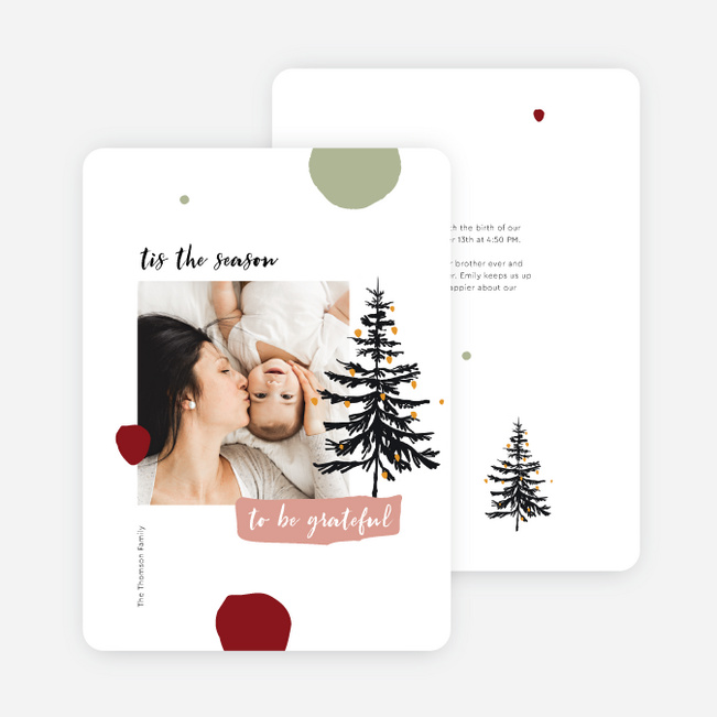 Season of Gratitude Personalized Christmas Cards - Red