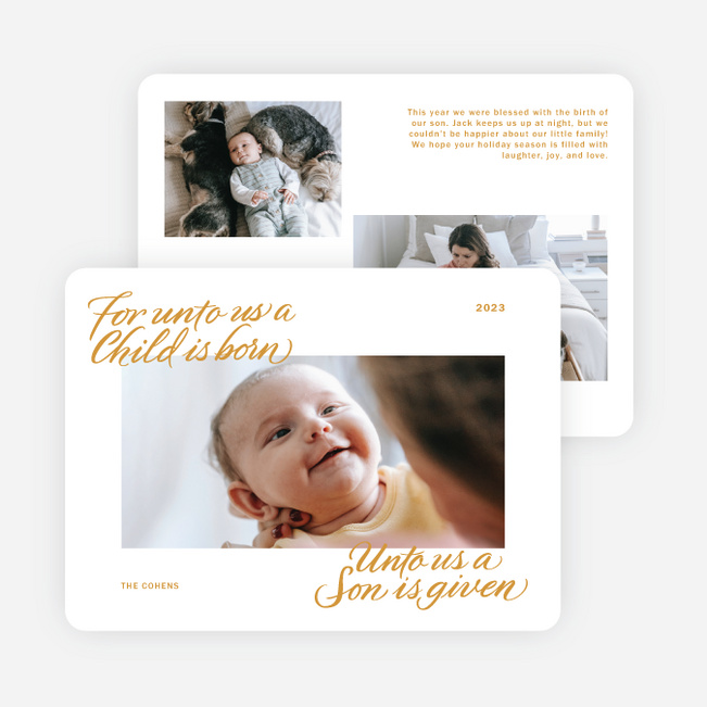 Unto Us Holiday Cards and Invitations - Yellow