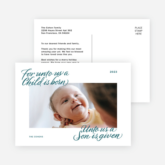Unto Us Holiday Cards and Invitations - Blue
