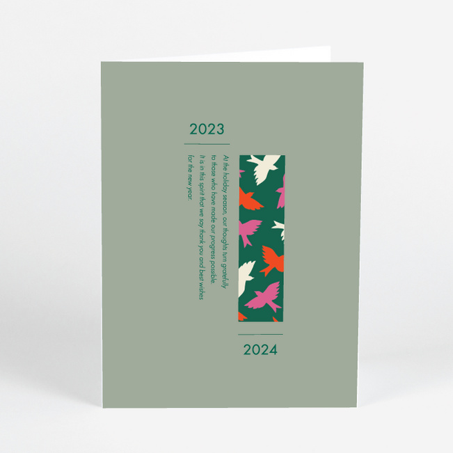 Lovely Bird Pattern Business and Corporate Holiday Cards | Paper Culture