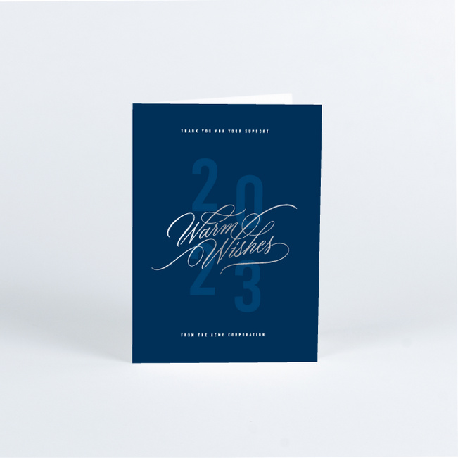 Foil Warm Wishes Business Holiday Cards - Blue